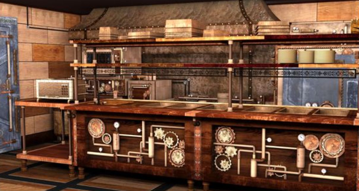 Unusual eclectic steampunk kitchen